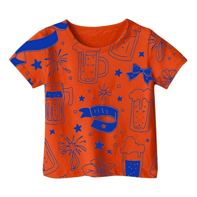 Vêtements pour Filles Imprimé Hauts à Manches Courtes d'Été pour Filles Col Rond Mode pour Filles 2-3 Ans