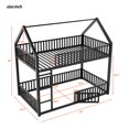 thumbnail image 2 of Harper & Bright Designs Metal Twin House Bunk Bed for Bedroom, Twin over Twin Floor Bunk Bed with Fence, Door & Guardrails, Black, 2 of 10