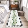thumbnail image 4 of Runner Rug 2 x 6 Ft, Green Eucalyptus Leaves Washable Non-Slip Floor Mat for Kitchen Hallway/Entryway, Modern Art Farmhouse Plaid Long Kitchen Runner Area Rugs for Living Room, Low-Profile, 4 of 8