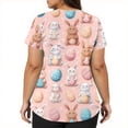 thumbnail image 4 of LTTVQM Women's Easter Scrub Tops Bunny Eggs Graphic Happy Short Sleeve Tops Loose Fit V-Neck Vacation Scrub Tops with Pockets Light pink 2XL, 4 of 5