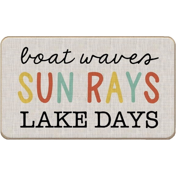 32*20inches Summer Boat Waves Sun Rays Lake Days Lake House Door Mat Doormat Decorative Lake House Indoor Patio Entry Front Door Mat,Lake Welcome Mat Decor,Lake House Gifts for Women