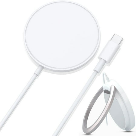 15W MagSafe Compatible Magnetic Wireless Charger Pad with Kickstand – White 15W MagSafe Compatible Magnetic Wireless Charger Pad with Kickstand – White