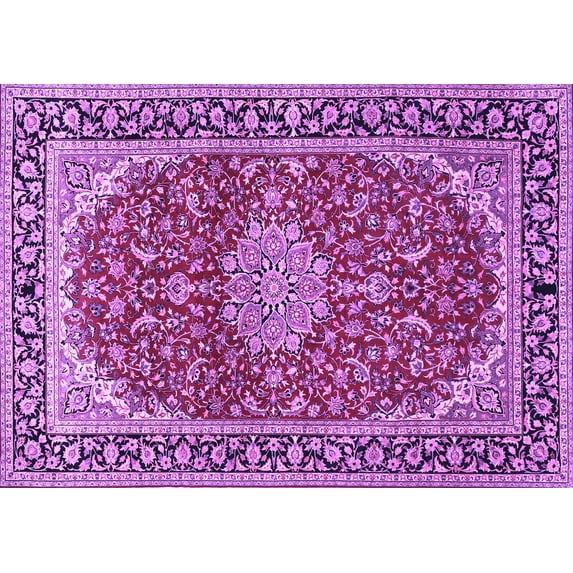 Ahgly Company Indoor Rectangle Medallion Purple Traditional Area Rugs, 8' x 12'