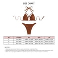 thumbnail image 4 of Traje de baño de bikini para mujer, cuello halter, correa de cierre, anillo vinculado sin espalda, traje de baño de 2 piezas, color café M, 4 of 5