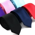 thumbnail image 1 of Corbata estrecha formal de rayas oscuras de moda de color sólido para hombre, corbata pequeña informal de negocios negra para boda, 1 of 5