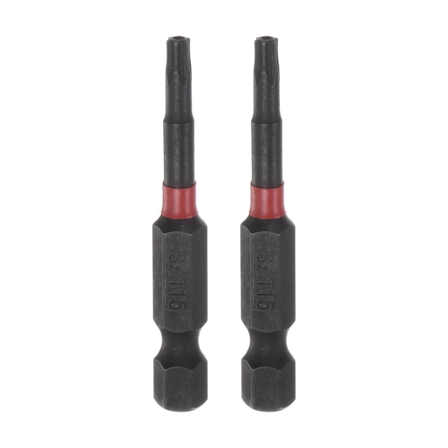 Unique Bargains T15 Magnetic Security Impact Torx Screwdriver Bit 1/4' Hex Shank 2' Length, 2 Pack