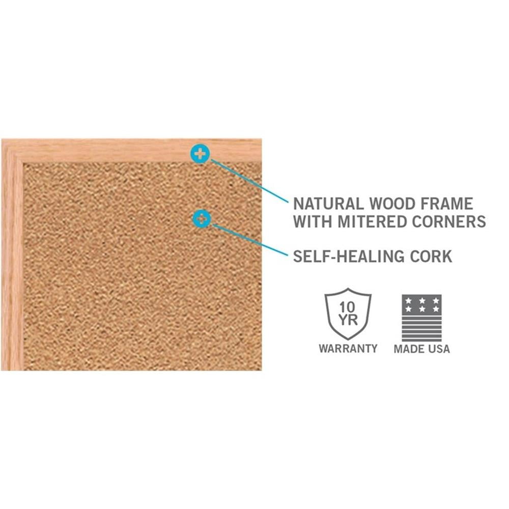 Ghent Natural Cork Bulletin Board - Oak Wood Frame - 4ft H x 7ft  4"W
