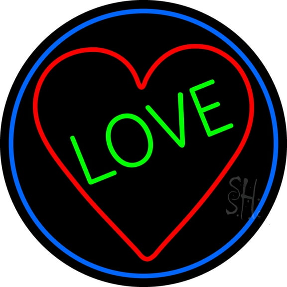 Love With Heart LED Neon Sign 18 x 18 - inches, Black Square Cut Acrylic Backing, with Dimmer - Bright and Premium built indoor LED Neon Sign for Defence Force.