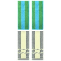 Unique Bargains 4 Pcs Soft Stripe Hand Blue Green/Grey 14" x 30"/15" x 35"