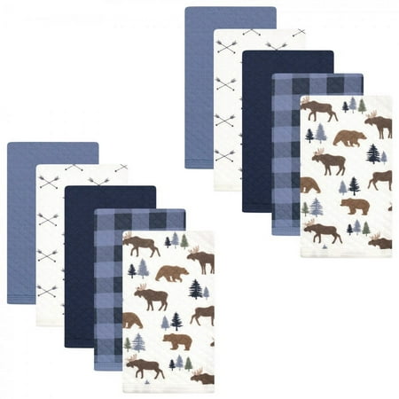 UPC: 0660168257977 | Hudson Baby Infant Boy Quilted Burp Cloths 10pk Moose Bear One Size