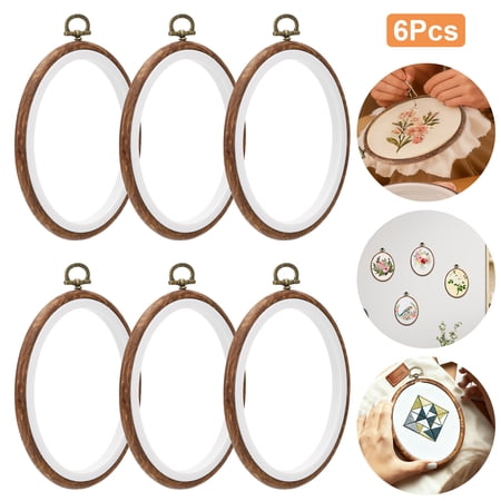 TSV 6pcs Oval Embroidery Hoops 5.7 x 4.7 Decorative Cross Stitch Hoops Imitated Wood Resin Embroidery Frame Ring for Art Craft Sewing Ornaments Hanging Decoration TSV 6pcs Oval Embroidery Hoops 5.7 x 4.7 Decorative Cross Stitch Hoops Imitated Wood Resin Embroidery Frame Ring for Art Craft Sewing Ornaments Hanging Decoration