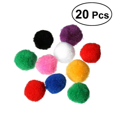 4cm Assorted Pom Poms Kitten Toys Fluffy Balls for Home DIY Creative Crafts Decorations 20pcs (Mix Color)