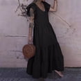 thumbnail image 4 of Abcnature Womens Maxi Dress Savings Clearance Deals, Women V-Neck Solid Ruffles Sleeve Long Dress, Plus Size Summer Casual Long Dresses, Wedding Guest Dresses Beach Party Dress Black L, 4 of 4
