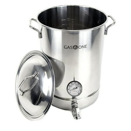 GasOne 8 Gallon Brew Pot Stainless Steel Home-brew kit 32 Quart [TRI PLY] Pre Drilled 4 PC Set