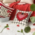 thumbnail image 4 of Hello Love Red Ladybug Heart Decorative Throw Pillow Covers 18x18 Set of 4, Valentine''s Day Plaid Stripes Hugs Kisses Cushion Case Decor, Anniversary Wedding Farmhouse Home Decoration for Sofa, 4 of 5