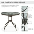 thumbnail image 5 of 6 Piece Patio Dining Set for 4 with Umbrella, Outdoor Table and Chairs Set with 4 Folding Chairs, Round Glass Table and 67" Dia Umbrella, for Garden, Backyard, Poolside, Gray, 5 of 9