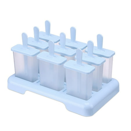 

Smrinog 9 Hole Silicone Ice Cream Mould Tray Popsicle DIY Mold with Stick (Blue)