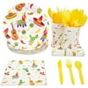 144 Piece Let's Fiesta Dinnerware Set for Cinco de Mayo Party Supplies, Taco Tuesday Decorations (Serves 24)