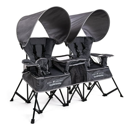 baby delight go with me duo deluxe portable double chair grey