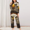 thumbnail image 2 of KLL Vintage Pattern Bald Eagle Print Women's Long Sleeve Pajamas with Pants Sleepwear Loungewear 2 Set-X-Large, 2 of 7
