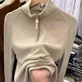thumbnail image 5 of Womens Half Zip Pullover Fleece Stand Collar Sweatshirt Basic Soft Casual Baselayer Sweatshirts, 5 of 5