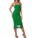thumbnail image 4 of Vestido de ganchillo INSPIRE CHIC para mujer con dobladillo de flecos, vestido bohemio sin mangas, talla XL, color verde, 4 of 6