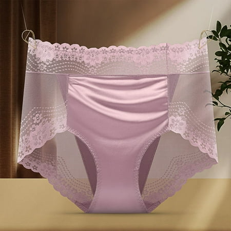 Top Pick: Ladies Panties  Bragas  Women s Large Size High Waist Tummy Butt Lifting Solid Color Lace Breathable Underwear Briefs SOPATENOR Pink L