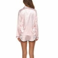 thumbnail image 7 of VONCOS Womens Silk Satin Pajamas Set- Two-Piece Nightwear Solid Color Short Sleeve and Shorts Loungewear Button Down Pockets Lapel Casual Sleepwear Pink Size M, 7 of 7