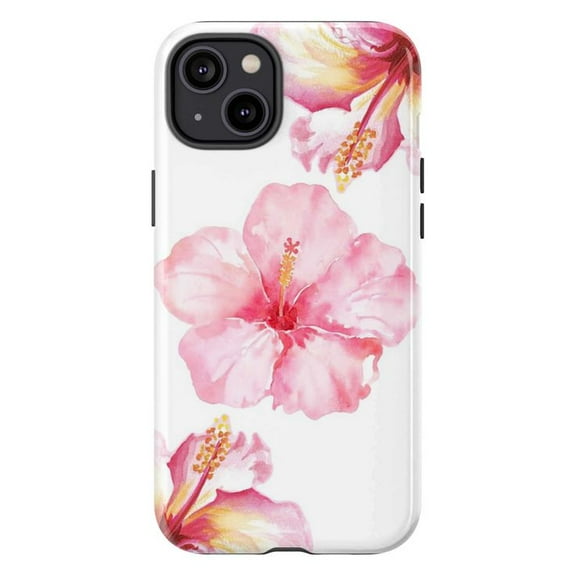 Pink Hibiscus Flower iPhone Case – Minimal Tropical Floral Design, Soft Watercolor Aesthetic Phone Cover for iPhone 16 15 14 13 12 11 Plus Pro Max Mini