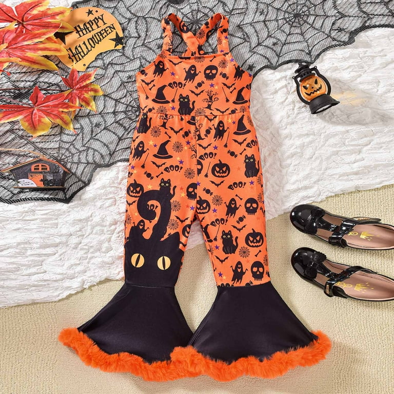 HCNTES Halloween Toddler Clothes Girl Baby Bell Bottom Romper