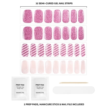 Dashing Diva GLAZE DESIGN, Semi-Cured Gel Nail Polish Stickers, A Rose Holiday, Includes 32 Strips