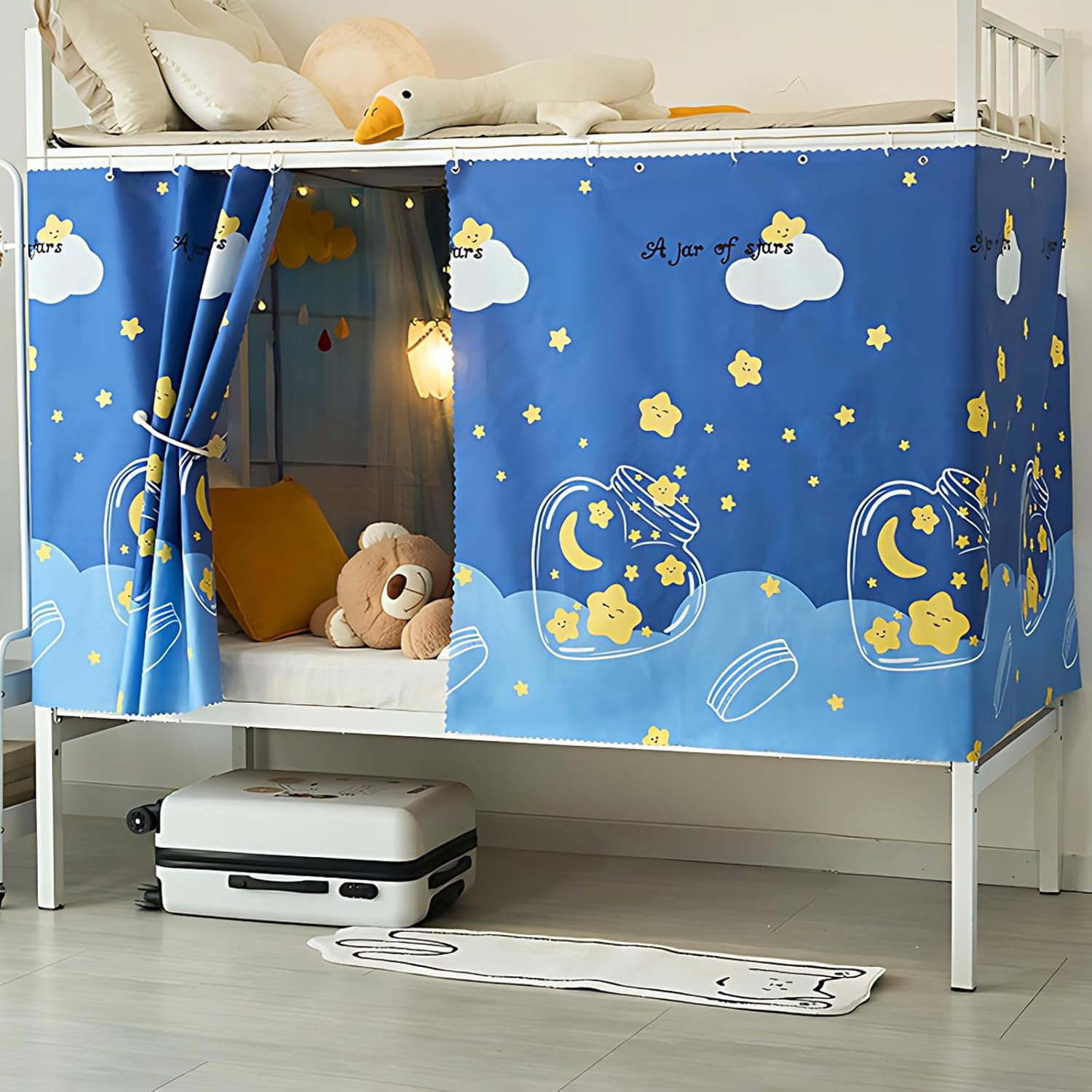 CAILDANL 2 Panels, Stars Galaxy Student Kids Bunk Bed Curtain Room Blackout Decorative Dorm Room Privacy Protection Canopy