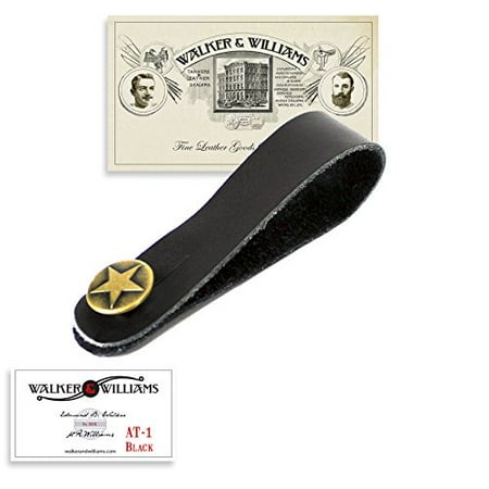 Walker & Williams AT-1 Black Leather Acoustic Guitar Strap Button Headstock (Best Leather Acoustic Guitar Strap)