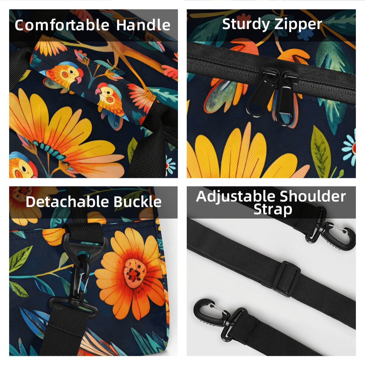 Herdesigns Sports Duffle Bags Travel Duffle Bag Gym Bag Bird Boho Flower Weekender Travel Bag Waterproof Overnight Bag Carry On Travel Tote Bag Dance Bags