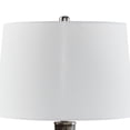 thumbnail image 3 of Benjara 26 Inch Table Lamp, Tall Black Round Glass Base, White Drum Fabric Shade, 3 of 5