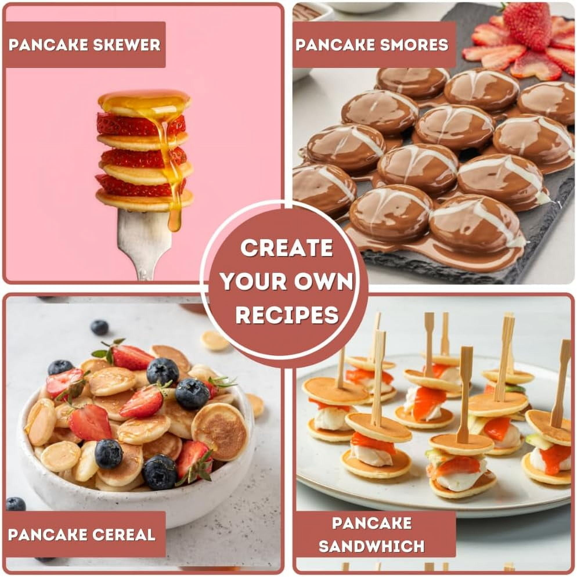 24 Mini Pancake Maker Machine, Nonstick Electric Dutch Pancakes Griddle, Adjustable Heat Multi-Use Poffertjes Pan, Simple & Easy Baker for Home and Restaurants, Perfect for Breakfast & Desserts