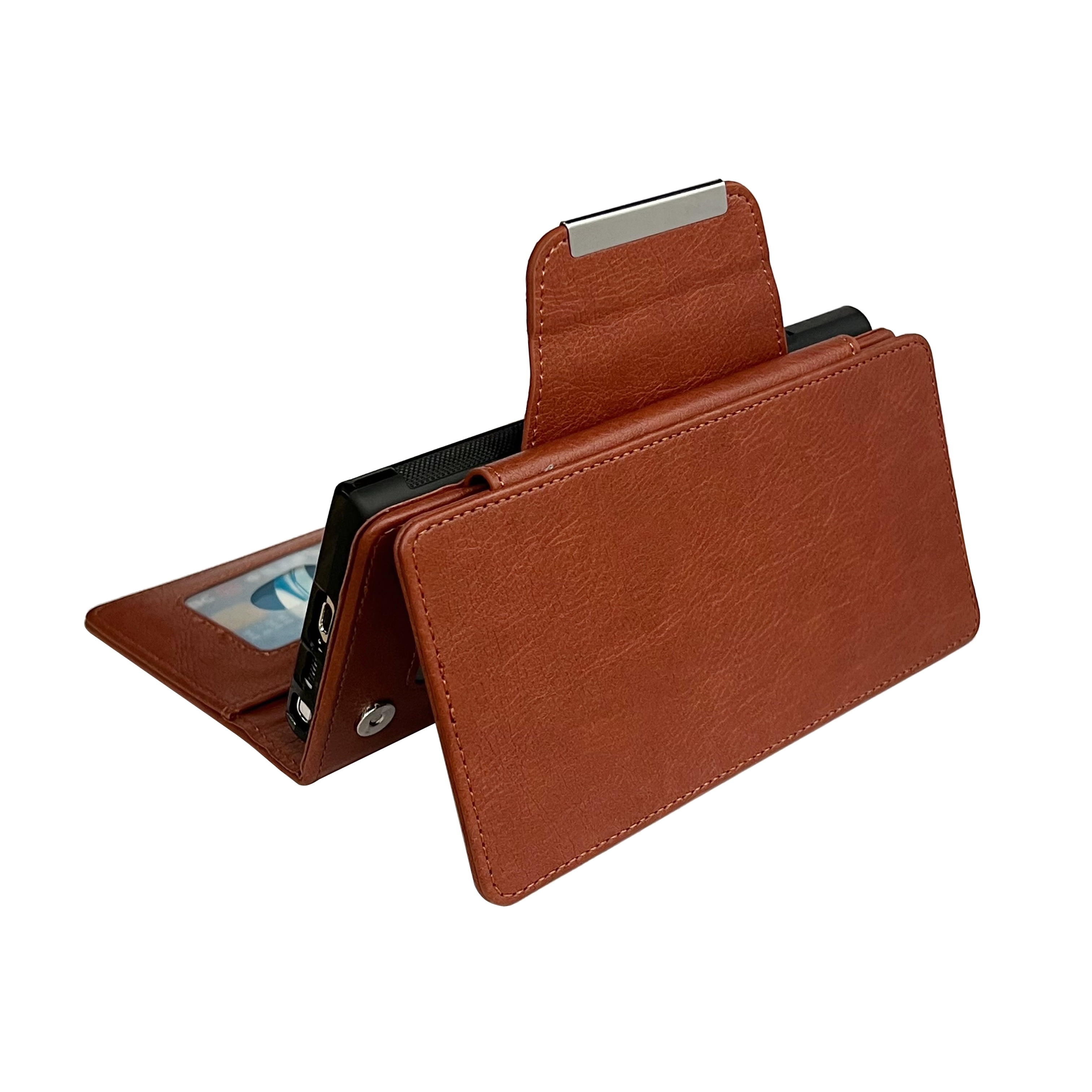 Designed For Samsung Galaxy S25 Wallet Phone Case,Detachable PU Leather Magnetic Flip,With Card Slots,Flip Folding Kickstand,Heavy Duty Anti-fall Shockproof Rugged Phone Case,Brown