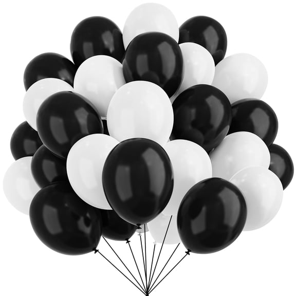 Black and White Balloons, 67pcs 12 Inch White Black Latex Balloons for Birthday, Anniversary, Wedding, Graduation Party Decorations