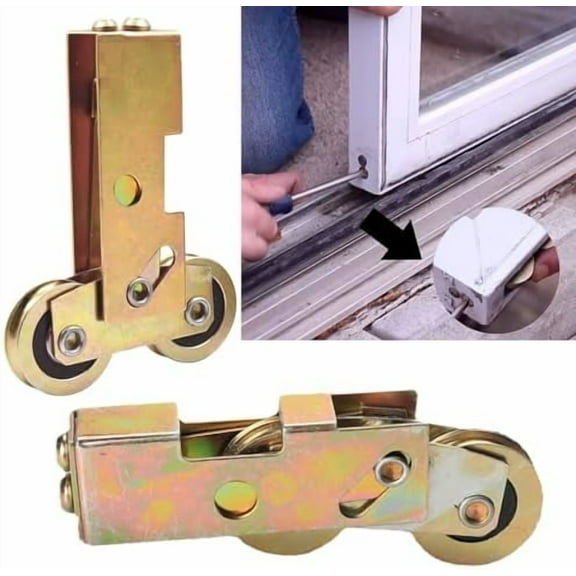 2 Pack Sliding Patio Door 1-1/4 Inch Tandem Roller Assembly, Steel Ball Wheel Bearing Rear Adjustable Sliding Door Wheel Replacement for Sliding Glass Door Screen Door Gate Window - 4 Srews Included