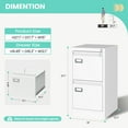 thumbnail image 3 of STANI 2 Drawer White File Cabinet with Lock, Vertical Filing Cabinets for Home Office, Metal Locking Office File Storage Cabinets for Legal/A4, 3 of 10