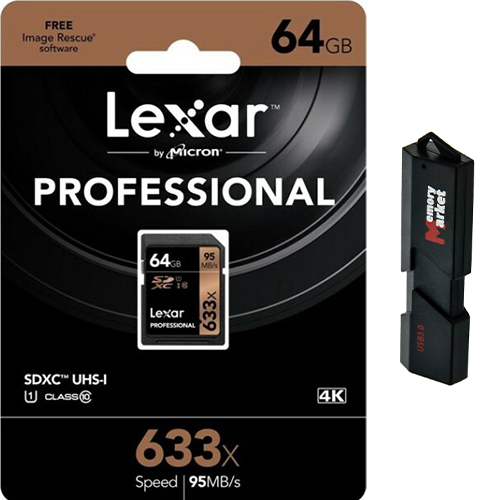 Lexar 64GB SDXC Professional 633x UHS1 U3 SD XC Memory Card