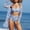 Light Blue, variant on Women's Bathing Suits Summer Long Bimono Cardigan Swimsuit 3 Piece Beach Coverups with Bikini Swimwear Sets