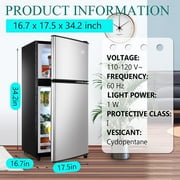 3.5cu.ft Compact Refrigerator Mini Fridge with Freezer, Krib Bling Small Refrigerator with 2 Door