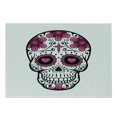 thumbnail image 1 of Sugar Skull Cutting Board, Flowers and Hearts Swirls Cruciform Gothic Cultural Celebration Day, Decorative Tempered Glass Cutting and Serving Board, Small Size, Hot Pink Black White, by Ambesonne, 1 of 1