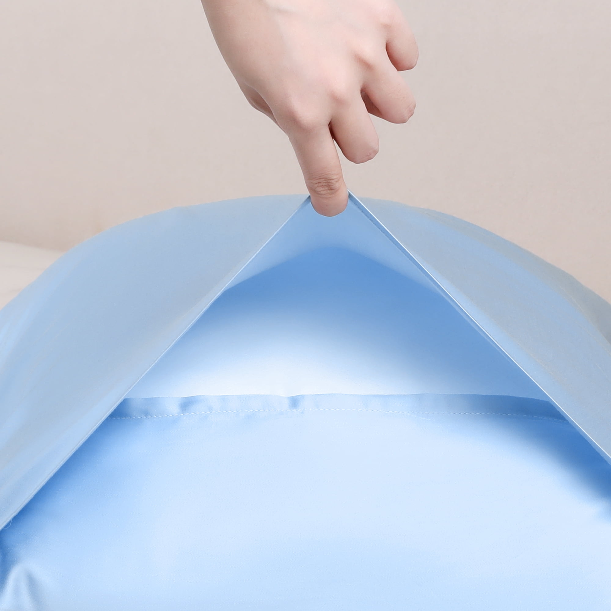 Unique Bargains Satin Pillow Cases Set of 2 Cooling Pillow Covers Queen Sky Blue