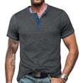 thumbnail image 2 of FRSASU Men's Henley Shirts Cotton Short Sleeve Casual T-Shirt Button Henley Basic Tee Lightweight Summer Top Dark Gray, 2 of 8