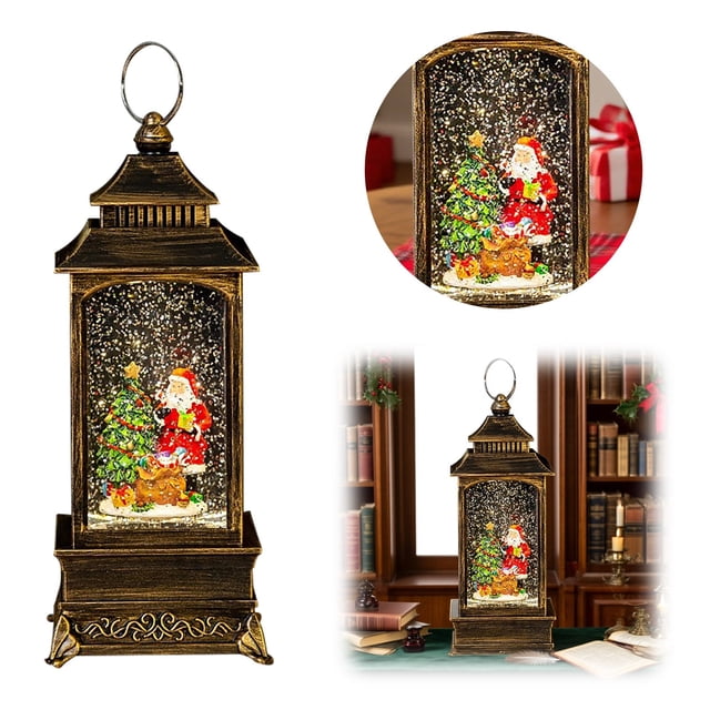 KER Snow Globe Music With Rotating Ornament And LED Lights Holiday Desktop For Home Festive Party 500ml Liquid