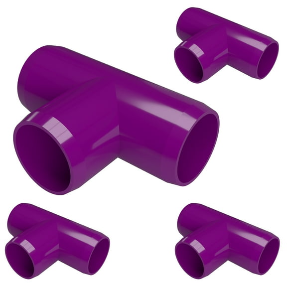 FORMUFIT PVC Fitting, Standard Tee , Furniture Grade, 1" Size, Purple, 4-Pack (F001TEE-PU-4)