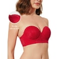 thumbnail image 3 of Deyllo Women's Push Up Strapless Bra Lace Underwire Full Coverage Multiway Invisible Bras,Red 36B, 3 of 4