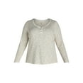 thumbnail image 5 of Terra & Sky Women's Plus Waffle Henley Tee, Sizes 0X-4X, 5 of 5
